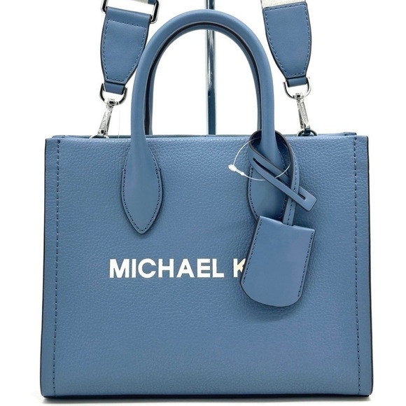 Michael Kors Mirella Small Pebbled Leather Crossbody Bag Blue Denim